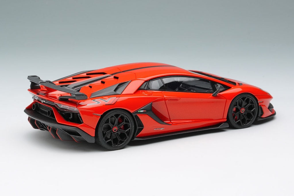 EIDOLON EM438L 1/43 Lamborghini Aventador SVJ 2018 Rosso Mars Black Stripe