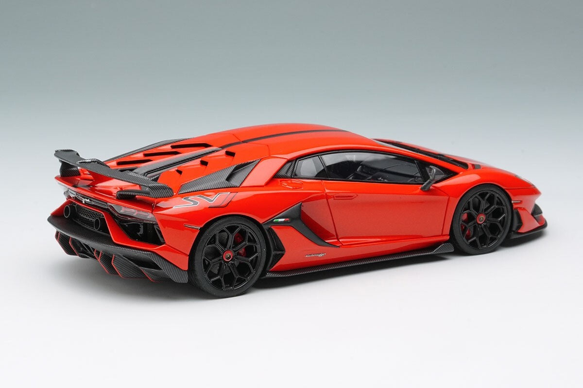 EIDOLON EM438L 1/43 Lamborghini Aventador SVJ 2018 Rosso Mars Black Stripe