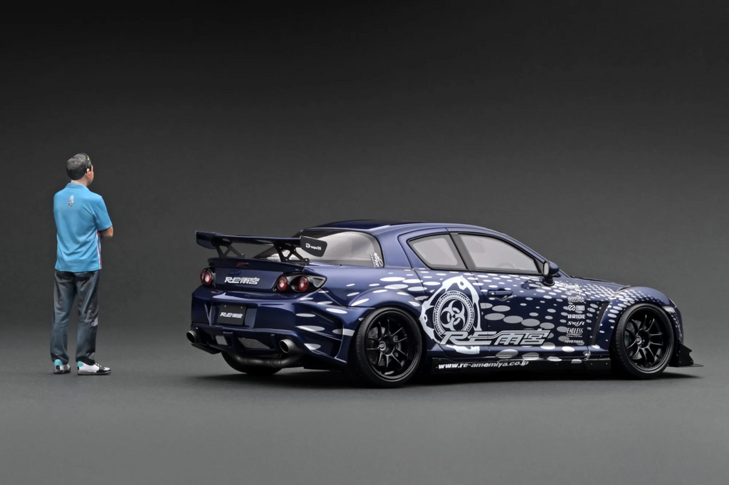 Ignition Model IG3243 1/18 RE Amemiya Mazda RX-8 SE3P Blue Resin w/ Figure