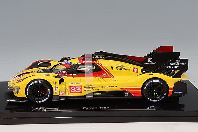Bburago K18-16313Y 1/18 Ferrari 499P #83 Le Mans 2024 Yellow Diecast w/Case