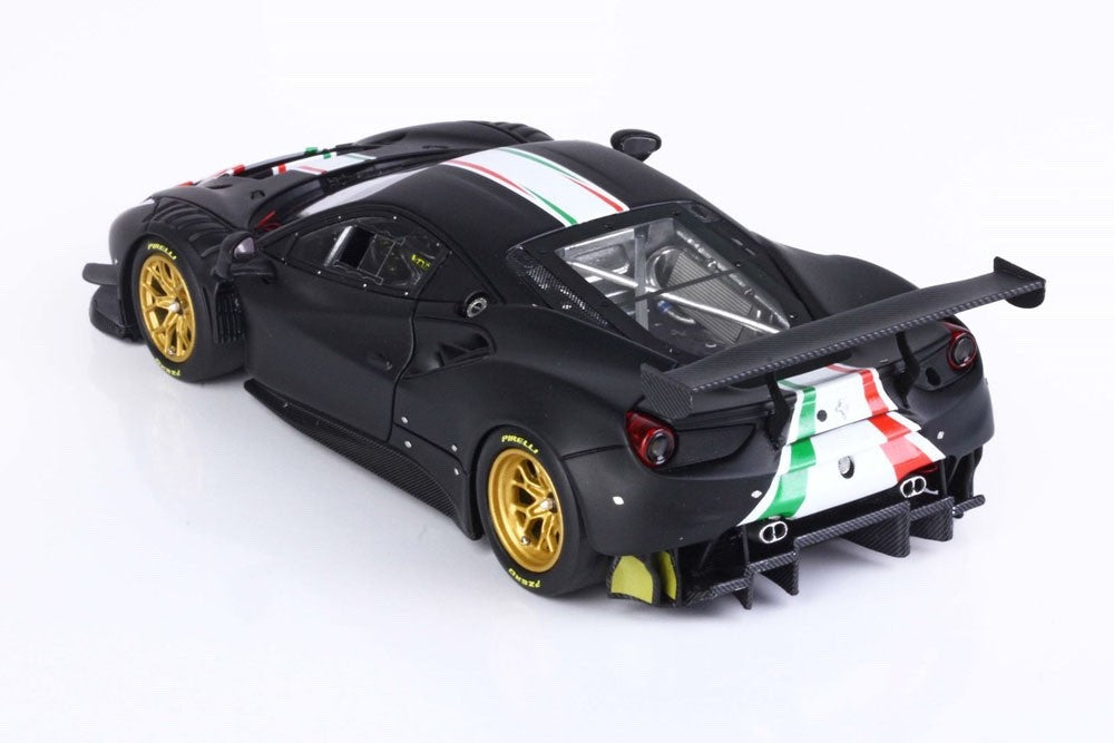 BBR BBRC255MB 1/43 Ferrari 488 GT Modificata Matt Black Italian Stripes 24pcs