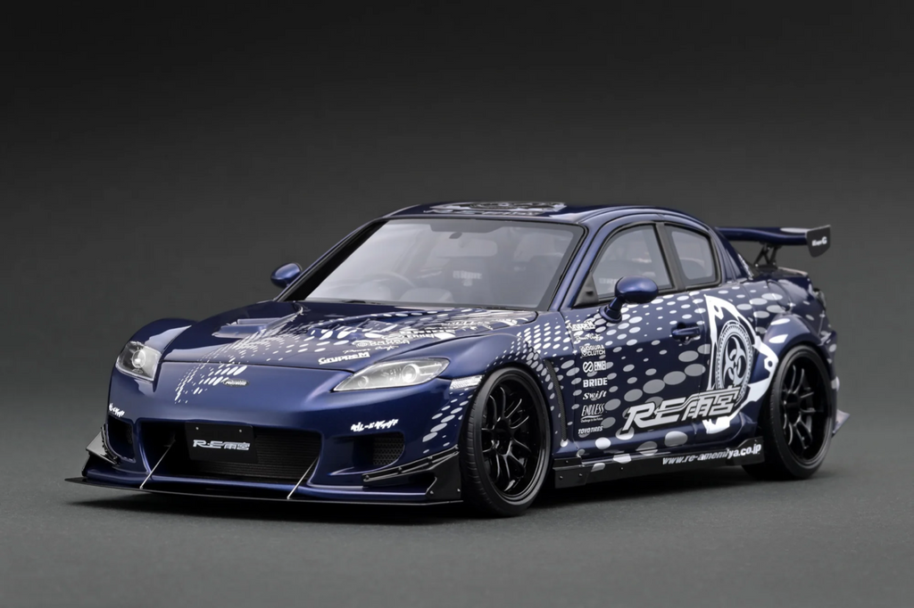 Ignition Model IG3243 1/18 RE Amemiya Mazda RX-8 SE3P Blue Resin w/ Figure
