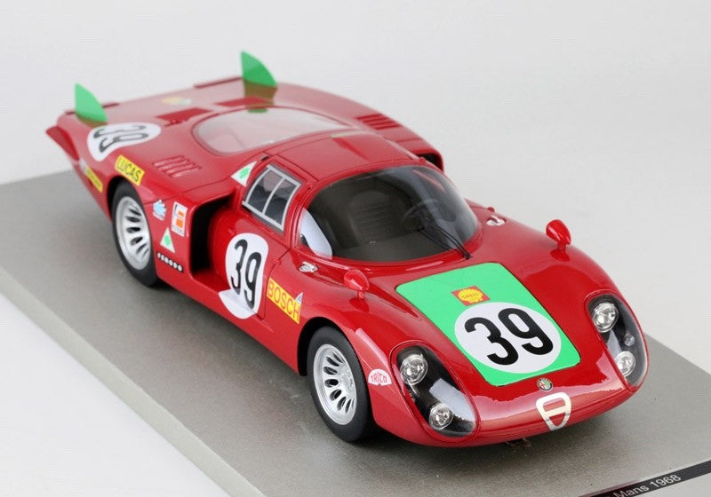 Tecno Model TM18-08C 1/18 Alfa Romeo 33/2 Coda Lunga 1968 Red #39 Le Mans 24h