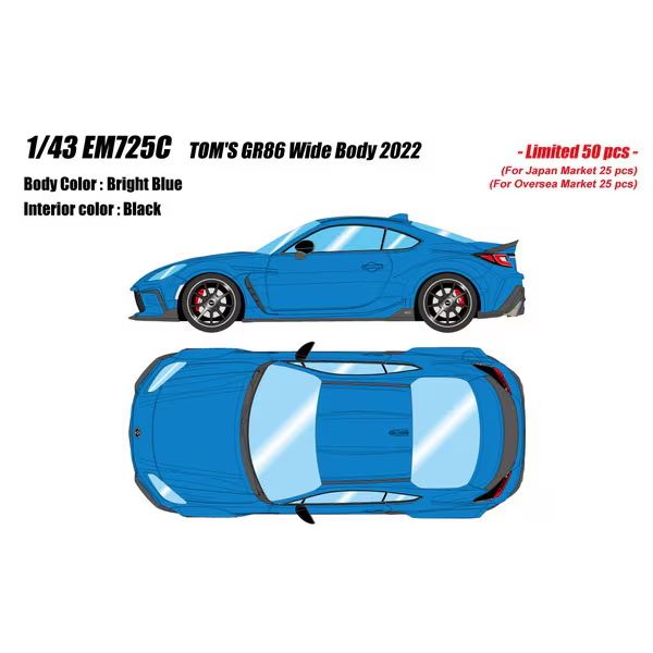 Make Up EIDOLON EM725C 1/43 TOM'S GR86 Wide Body 2022 Bright Blue (Resin)