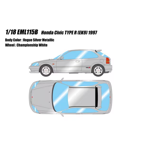 Make Up Eidolon EML115B 1/18 Honda Civic Type R EK9 1997 Vogue Silver Metallic