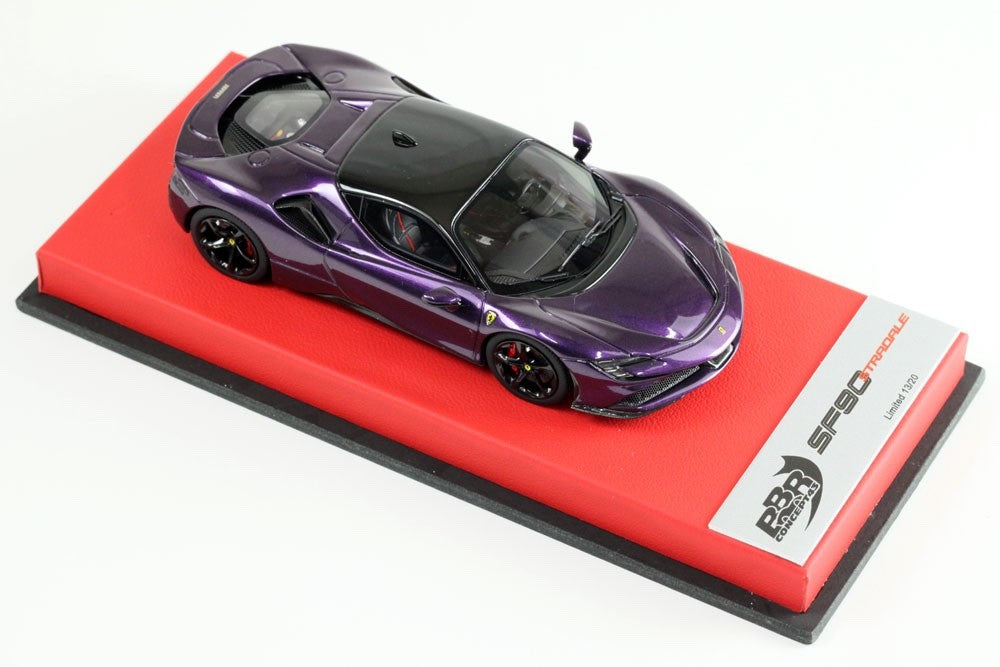 BBR RACE43-132 1/43 Ferrari SF90 Stradale Violet Red Leather Base Ltd 20pcs