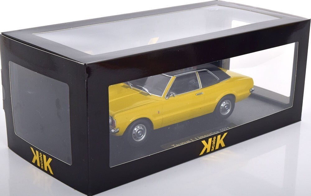 KK scale KKDC180973 1/18 Ford Taunus L Sedan 1971 Yellow/Black Die-cast