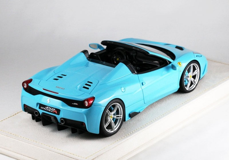 MR Collection FE12 1/18 Ferrari 458 Speciale A 2014 Baby Blue Resin with Case