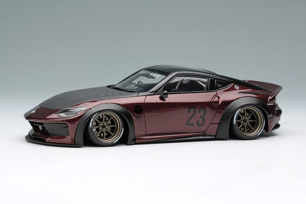 Make Up EIDOLON LB023E 1/43 Nissan Z RZ34 Burgundy Watanabe 8-Spoke Wheels