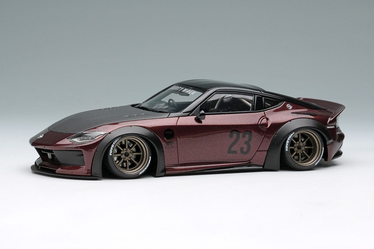 Make Up EIDOLON LB023E 1/43 Nissan Z RZ34 Burgundy Watanabe 8-Spoke Wheels