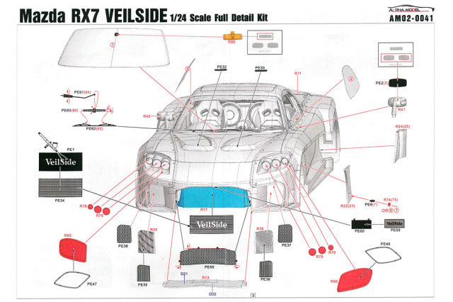 Alpha Model AM02-0041 1/24 Mazda RX-7 VeilSide Resin Model Kit - image 10