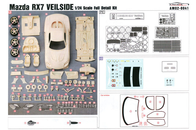 Alpha Model AM02-0041 1/24 Mazda RX-7 VeilSide Resin Model Kit - image 8