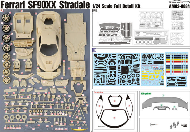 Alpha Model AM02-0084 1/24 Ferrari SF90XX Stradale Resin Model Kit - image 16