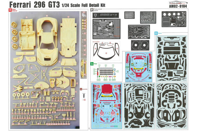 Alpha Model AM02-0104 1/24 Ferrari 296 GT3 Vista AF Corse Door-Open Version 2024-2025 Resin Model Kit - image 12