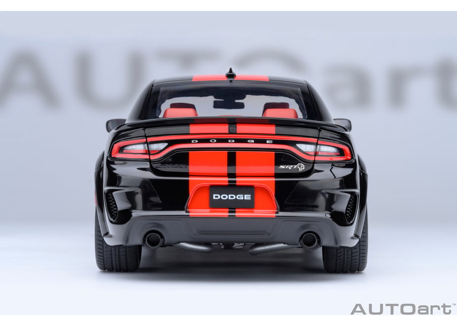 AUTOart 71754 1/18 Dodge Charger SRT Hellcat Redeye Jailbreak Pitch Black / Orange Stripes - view 07