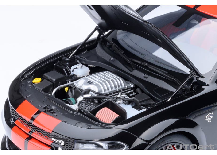 AUTOart 71754 1/18 Dodge Charger SRT Hellcat Redeye Jailbreak Pitch Black / Orange Stripes - view 12
