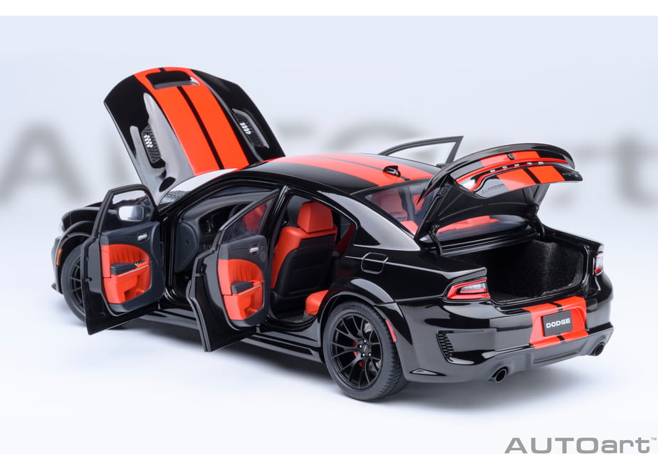 AUTOart 71754 1/18 Dodge Charger SRT Hellcat Redeye Jailbreak Pitch Black / Orange Stripes - view 17