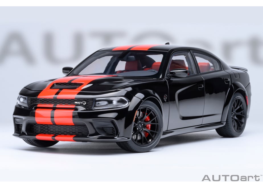 AUTOart 71754 1/18 Dodge Charger SRT Hellcat Redeye Jailbreak Pitch Black / Orange Stripes - view 18