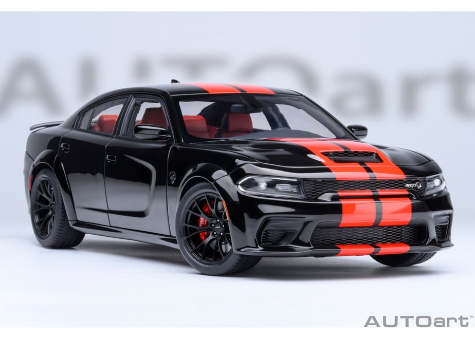 AUTOart 71754 1/18 Dodge Charger SRT Hellcat Redeye Jailbreak Pitch Black / Orange Stripes - view 19