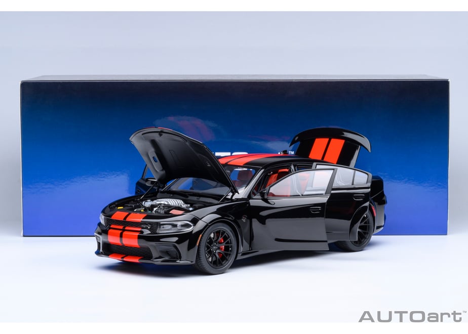 AUTOart 71754 1/18 Dodge Charger SRT Hellcat Redeye Jailbreak Pitch Black / Orange Stripes - view 22