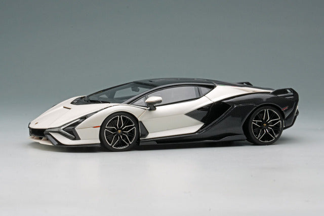 Make Up EM533J 1/43 Lamborghini Sian FKP37 2019 Bianco Canopus / Exposed Carbon Limited 50pcs Model Car - image 1