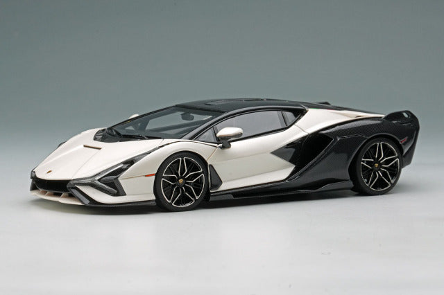 Make Up EM533J 1/43 Lamborghini Sian FKP37 2019 Bianco Canopus / Exposed Carbon Limited 50pcs Model Car - image 2