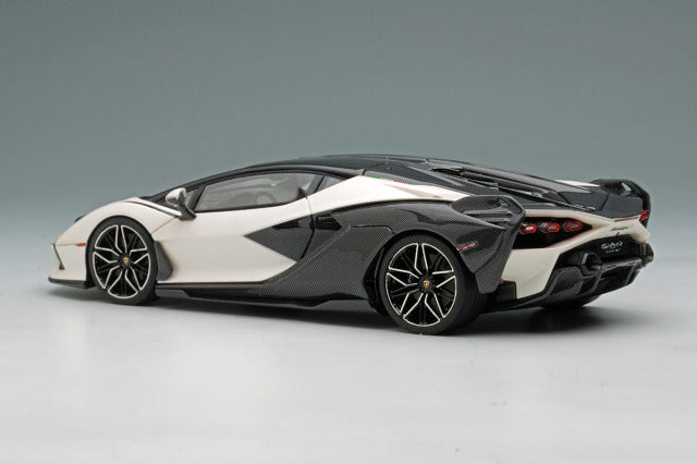 Make Up EM533J 1/43 Lamborghini Sian FKP37 2019 Bianco Canopus / Exposed Carbon Limited 50pcs Model Car - image 3