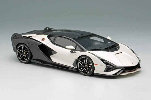 Make Up EM533J 1/43 Lamborghini Sian FKP37 2019 Bianco Canopus / Exposed Carbon Limited 50pcs Model Car - image 5