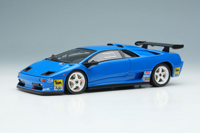Make Up EIDOLON EM785A 1/43 Lamborghini Diablo SVR Racing 1996 Blue White Wheels view 2