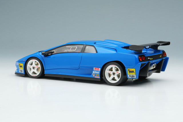 Make Up EIDOLON EM785A 1/43 Lamborghini Diablo SVR Racing 1996 Blue White Wheels view 3
