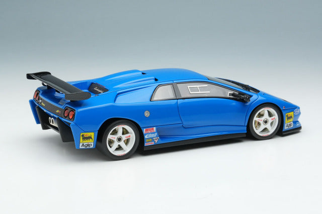Make Up EIDOLON EM785A 1/43 Lamborghini Diablo SVR Racing 1996 Blue White Wheels view 4
