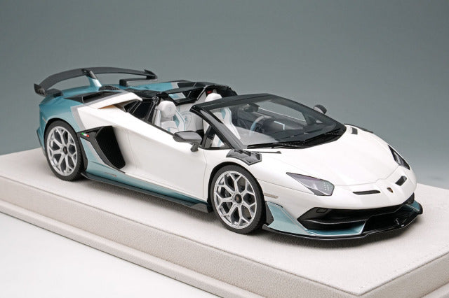 EIDOLON EML079F 1/18 Lamborghini Aventador SVJ Roadster 2020 Ad Personam 2tone Paint Pearl White / Azzuro Thetys Limited 50pcs - image 5