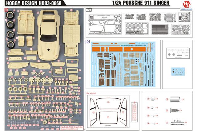 Hobby Design HD03-0660 1/24 Porsche 911 Singer Full kit Resin Model Kit - image 7