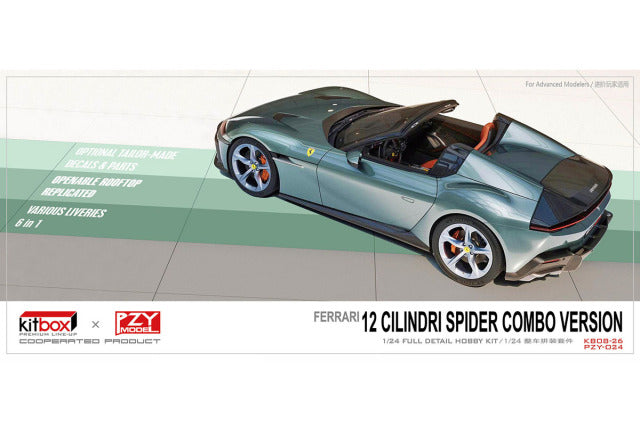 Kitbox x PZY Model KB08-26 1/24 Ferrari 12 Cilindri Spider Resin Model Kit - image 2