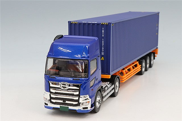 Tomytec LV-N292e 1/64 Hino Profia 40ft Container Trailer Metallic Blue/Blue Container Diecast - view 1