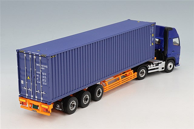 Tomytec LV-N292e 1/64 Hino Profia 40ft Container Trailer Metallic Blue/Blue Container Diecast - view 3