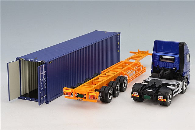 Tomytec LV-N292e 1/64 Hino Profia 40ft Container Trailer Metallic Blue/Blue Container Diecast - view 4