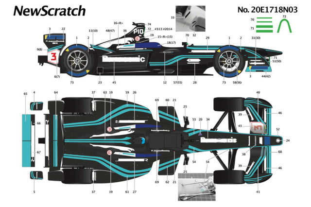 New Scratch 20E1718N03 1/20 Formula E 2017-18 #03 Nelson Piquet Jr Model Kit - image 2
