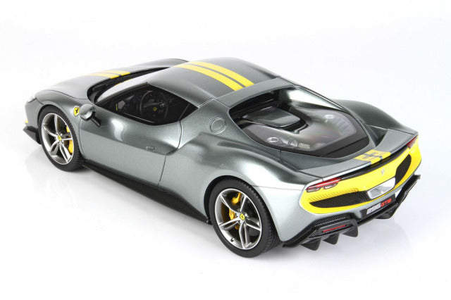BBR P18211AV 1/18 Ferrari 296GTB Assetto Fiorano Grigio Coburn / Yellow Stripe Limited 300pcs (with Display Case) - image 4