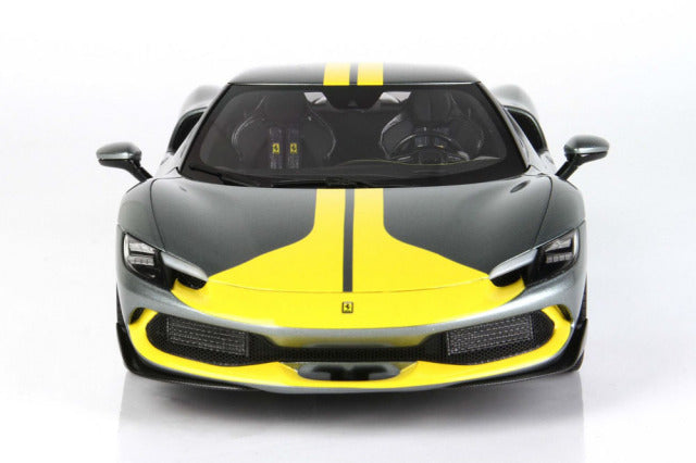 BBR P18211AV 1/18 Ferrari 296GTB Assetto Fiorano Grigio Coburn / Yellow Stripe Limited 300pcs (with Display Case) - image 5