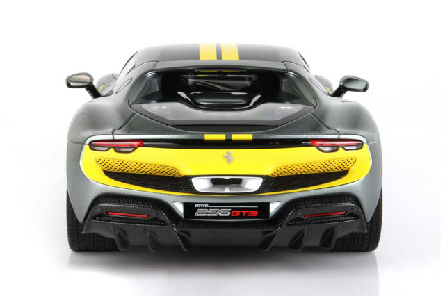 BBR P18211AV 1/18 Ferrari 296GTB Assetto Fiorano Grigio Coburn / Yellow Stripe Limited 300pcs (with Display Case) - image 6
