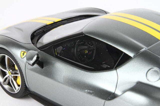 BBR P18211AV 1/18 Ferrari 296GTB Assetto Fiorano Grigio Coburn / Yellow Stripe Limited 300pcs (with Display Case) - image 8