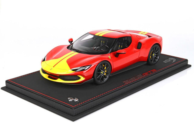 BBR P18211D1V 1/18 Ferrari 296GTB Assetto Fiorano Rosso Corsa / Yellow Stripe Limited 99pcs (with Display Case) - image 1