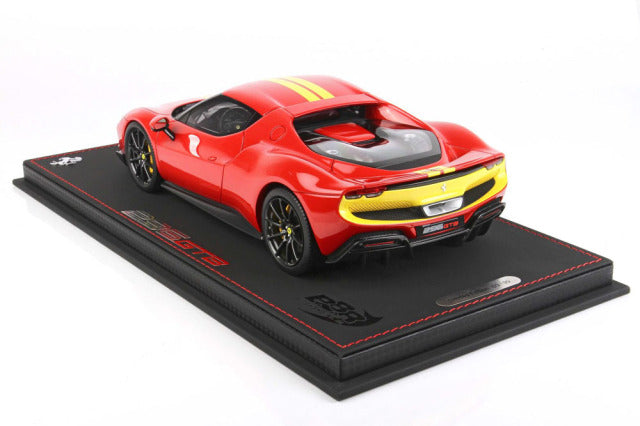 BBR P18211D1V 1/18 Ferrari 296GTB Assetto Fiorano Rosso Corsa / Yellow Stripe Limited 99pcs (with Display Case) - image 2