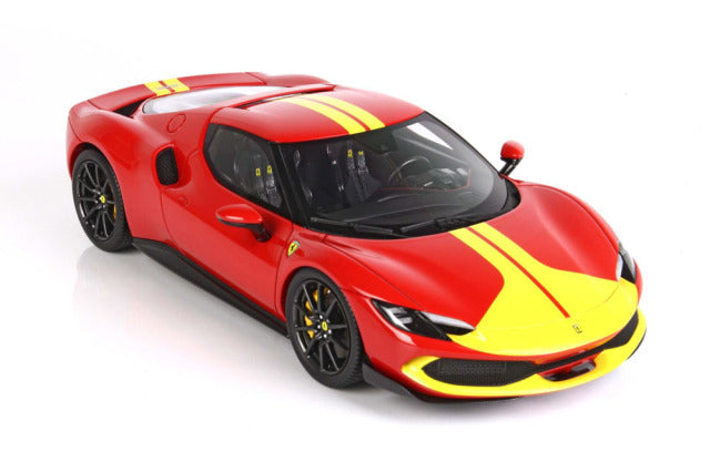 BBR P18211D1V 1/18 Ferrari 296GTB Assetto Fiorano Rosso Corsa / Yellow Stripe Limited 99pcs (with Display Case) - image 6
