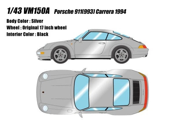 Make Up VISION VM150A 1/43 Porsche 911 (993) Carrera 1994 Silver - image 9