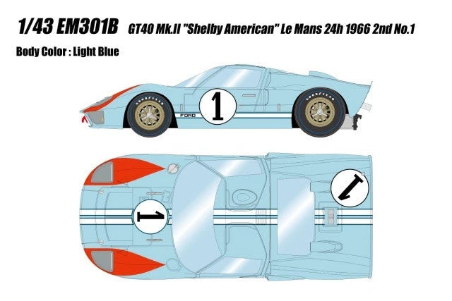 Make Up EIDOLON EM301B 1/43 Ford GT40 Mk.II Le Mans 1966 No.1 Resin - image 5