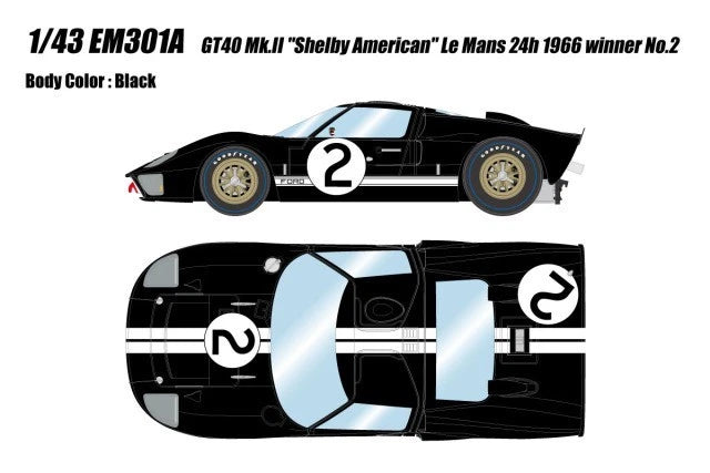 EIDOLON EM301A 1/43 Ford GT40 Mk II Shelby Le Mans 1966 Winner No.2 Black - image 5