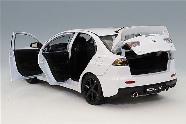 VIAT Model FS-VT18004 1/18 Mitsubishi Lancer Evolution X White/Carbon Hood/RAYS Volk Racing TE37 Wheels - image 4