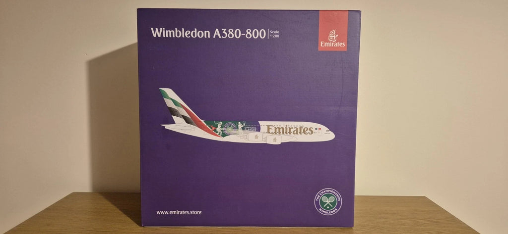 GeminiJets G2UAE1347 1/200 Emirates A380-800 Wimbledon retail box